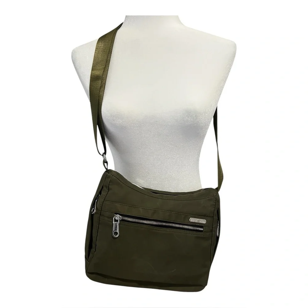 Free Spirit Nylon Crossbody Sling Shoulder Bag – Olive Green